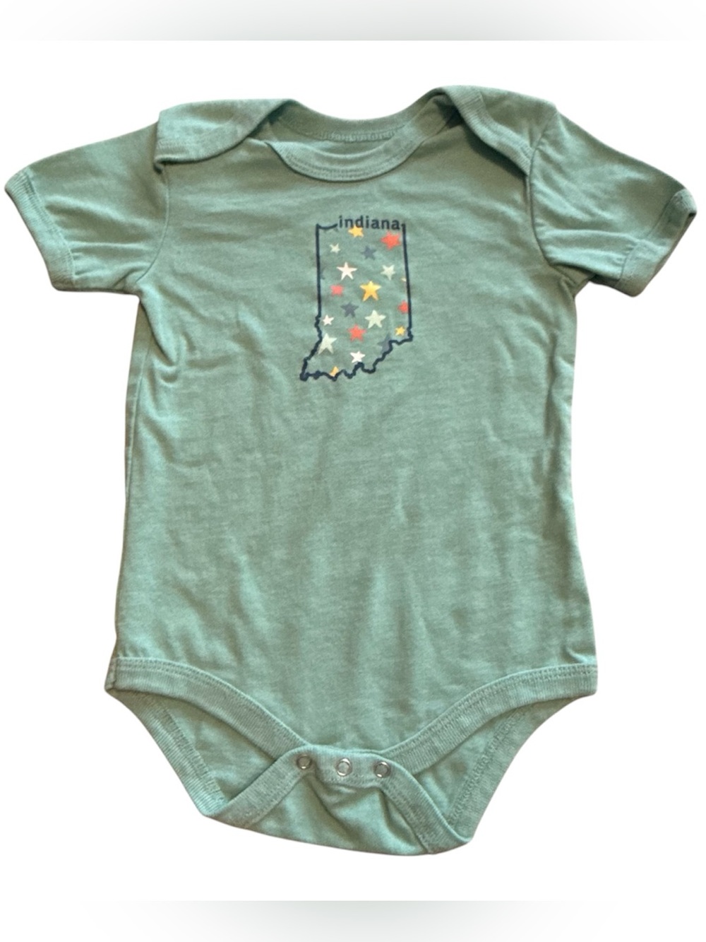 Indiana Baby Bodysuit 18M State Graphic Green Stars Snap Infant Outfit Unisex
